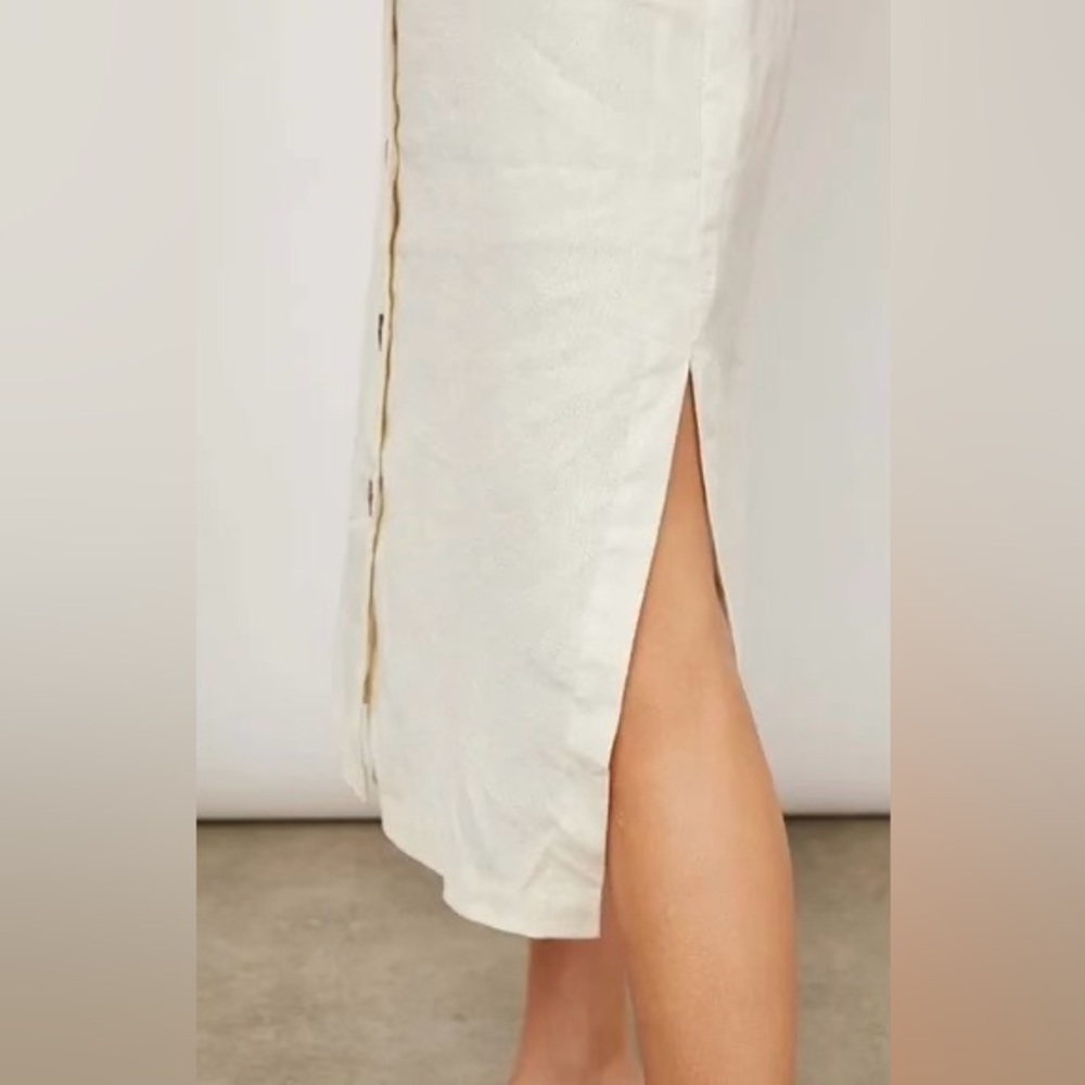 Rails 100% Linen Dress - Lizzie Dress in Bisque - Button front midi dress XS - Picture 6 of 9